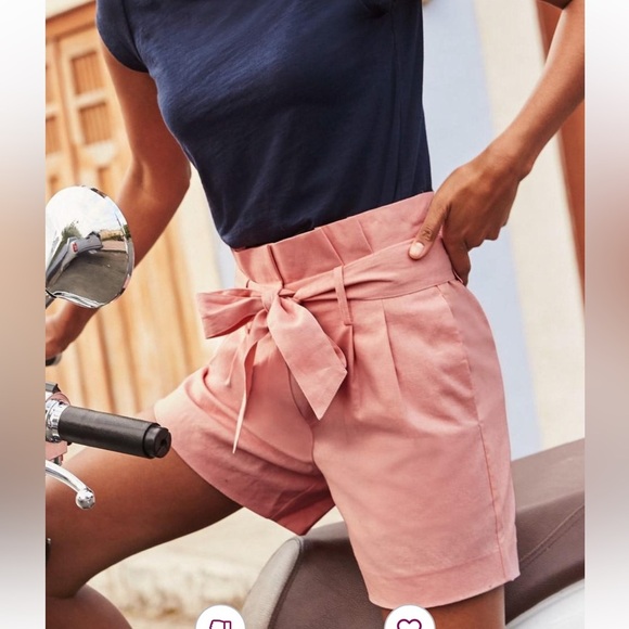 Boden St Ives Paperbag Shorts Belted Linen Cotton Blend NWT US Size 10 Preppy - Picture 2 of 15